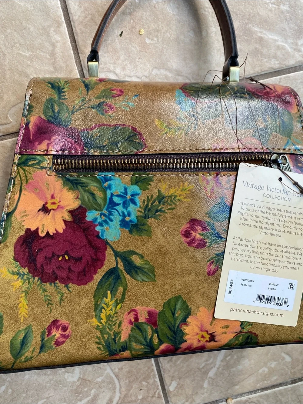 Patricia Nash Floral Top-Handle Satchel - Brown, Burgundy, Green, Blue